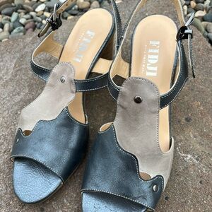 Metallic Blue and Gray Sandals for Everyday Wear